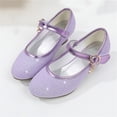 thumbnail image 4 of Avrnliq Girls Purple Glitter Mary Jane Low Heel Princess Shoes Sparkle Dress Shoes with Moon Star Charm for Wedding Party Birthday Cosplay,Size 27, 4 of 7
