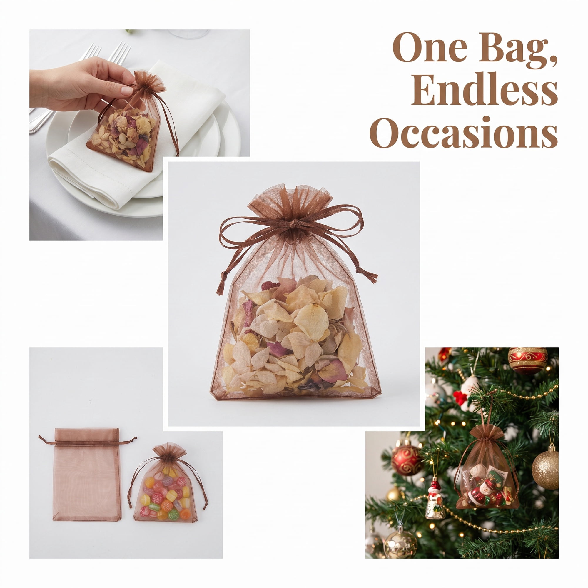 Unique Bargains Multi-Purpose Gift Bags with Handles for Events Coffee 3.5" x 4.7"