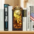 thumbnail image 3 of DIY Book Nook Kit 3D Wooden Puzzle Bookshelf Insert Decor with LED Light DIY Miniature Dollhouse Model Kit Creative Educational Bookshelf Insert Bookend Building Kits for Kids Adults, 3 of 9