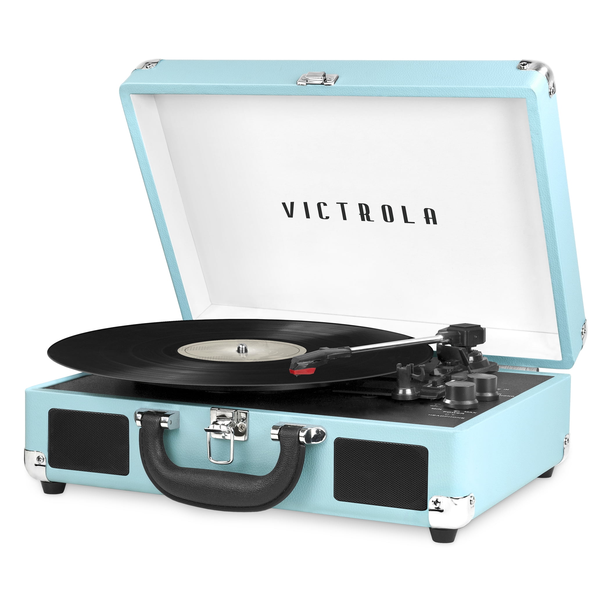 Victrola Bluetooth Portable Suitcase Record Player with 3-Speed Turntable - Turquoise - Walmart.com