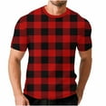 thumbnail image 2 of Zylanna Men's T-Shirts Tee, Short Sleeve Plaid Crew Neck Summer Fashion Tops for Mens Red, 2 of 6