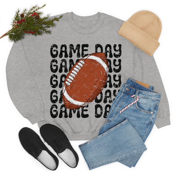 Retro Game Day Football Sweatshirt Vintage Football School Spirit Shirt Sport Grey 2XL