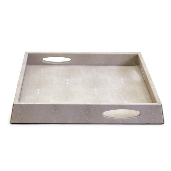 Two's Company Pearl White Stingray Decor Rectangle Tray, 17.5"