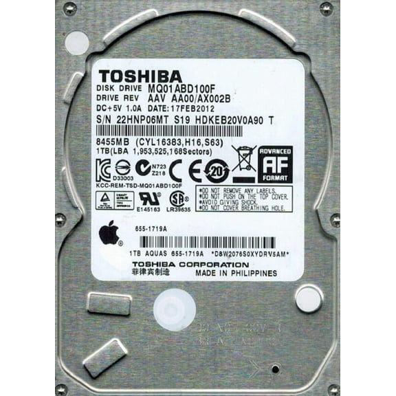 Toshiba MQ01ABD100F AAV AA00/AX002B Philippines 1TB