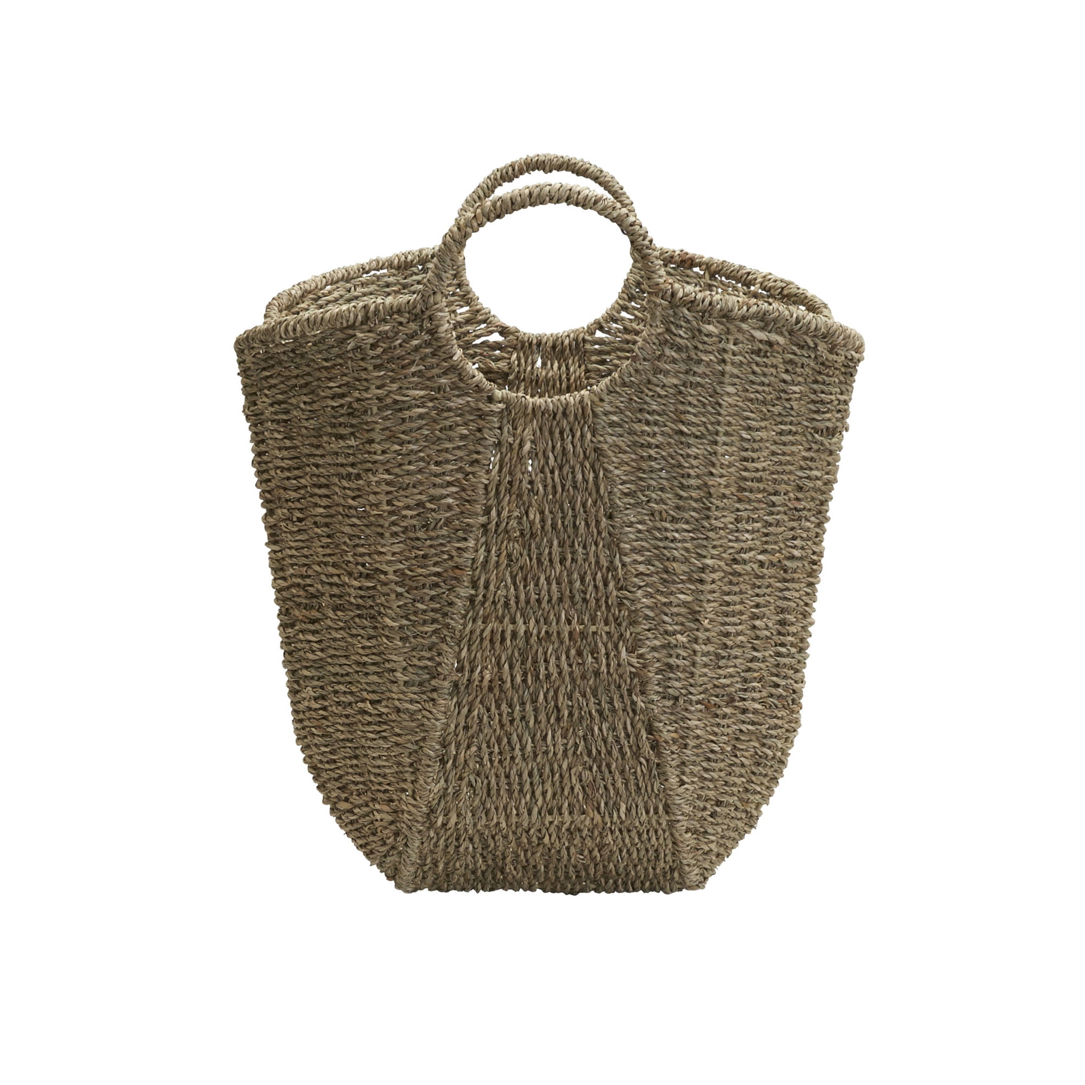 Household Essentials Natural Seagrass Basket with Handles, Natural Woven Wicker Storage Basket, Great for Decoration or Organization
