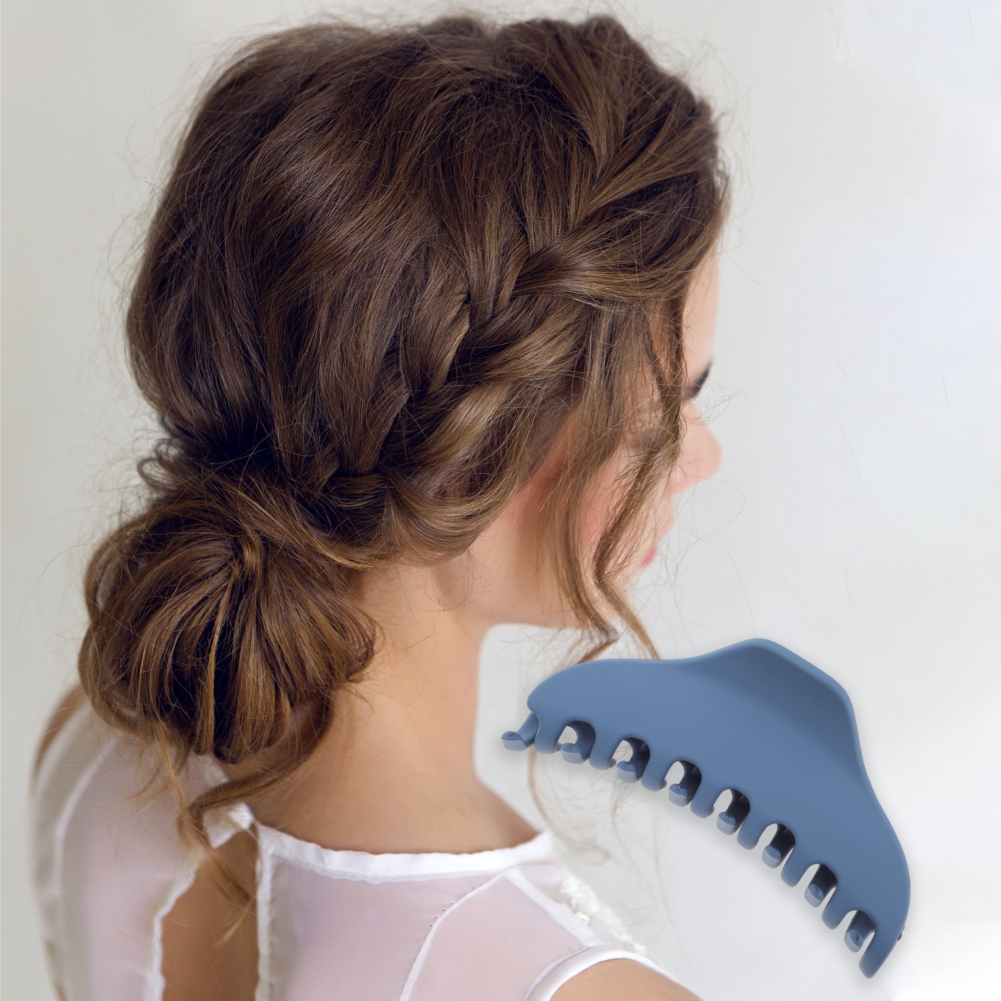 Unique Bargains Rectangular Frosted Hair Clips 5 Pcs Dark Blue