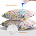 thumbnail image 4 of Throw Pillow Covers 18x18 Inch Set of 2, Wildflowers Waterproof Outdoor Pillow Covers, Spring Watercolor Tulip Floral Leaf Pink Plaid Decorative Cushion Pillowcases for Couch, Sofa, Bed, Patio, 4 of 9