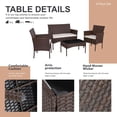 thumbnail image 4 of 4 Piece Outdoor Patio Furniture Set, Wicker Rattan Patio Conversation Set, Outdoor Chairs and Loveseat with Coffee Table for Porch, Yard & Poolside (Brown), 4 of 7