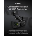 thumbnail image 3 of Canon XA70 Pro Camcorder 1" 4K UHD CMOS Sensor, Dual-Pixel CMOS AF, 15x Optical Zoom, 600x Digital Zoom, Image Stabilization, HDMI, USB Live Streaming, Time Stamp On-Screen Disp. Recording, XLR Inputs, 3 of 5
