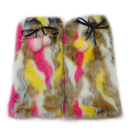 

Liacowi Women Leg Warmers Socks Contrast Colors Faux Fur Plush Leg Sleeves Boot Cuffs Cover for Streetwear