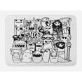 thumbnail image 1 of Indie Bath Mat, Hand Drawn Doodle Style Cartoon Figures Monsters Welcoming Community Funny Crazy, Non-Slip Plush Mat Bathroom Kitchen Laundry Room Decor, 29.5 X 17.5 Inches, Black and White, Ambesonne, 1 of 2