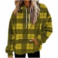 thumbnail image 2 of AUNVITO Women's Fleece Loose Fit Hoodie with Pockets Checkered Print Drop Shoulder Long Sleeve Casual Streetwear, 2 of 5