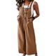 thumbnail image 3 of Txlixc Babero de ocio femenino, pantalones de verano sin mangas de piernas anchas de color sólido, con bolsillos Txlixc moda, 3 of 5