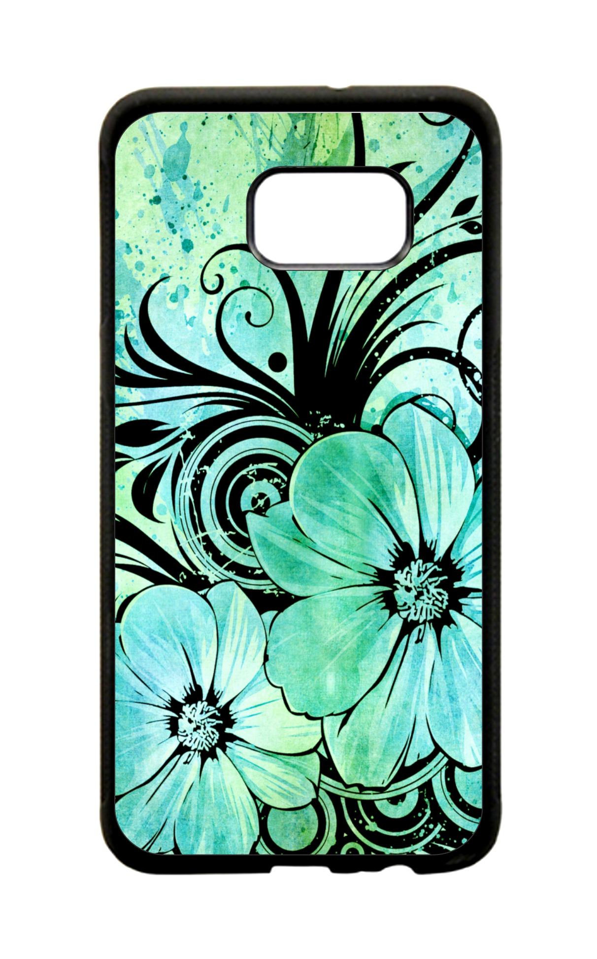 Retro Flowers Design White Rubber Thin Case Cover for the Samsung