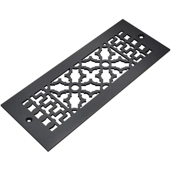 Reggio Registers Scroll 10 x 6 inch Aluminum Grille with Mounting Holes - Black