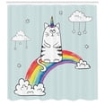 thumbnail image 3 of Ambesonne Unicorn Cat Shower Curtain, Rainbow Words Art, 69"Wx84"L, Multicolor, 3 of 3
