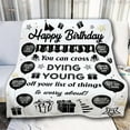 thumbnail image 6 of Funny Happy Birthday Throw Blanket for Men & Women | Unique Over the Hill Adult Gag Gift Idea for 30th, 40th, 50th, 60th, 70th, 80th, 90th | Cool Novelty Old People or Coworker Best Friend Bday Gifts, 6 of 7