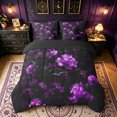 thumbnail image 3 of Erosebridal Gothic Floral Full Size Bedding Sets, Halloween Bat Full Size Bed in a Bag, Burgundy, Black Reversible, 7-Piece, 3 of 6