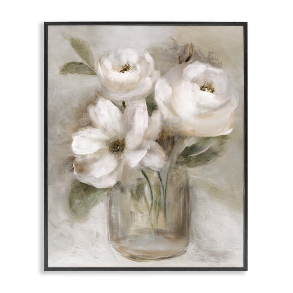 Stupell Industries Traditional Soft Brushstroke Roses Black Framed Giclee Art, 11 x 14, by Nan