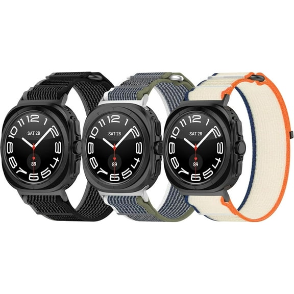 REQO 3 Pack Stretch Bands Compatible with Samsung Galaxy Watch Ultra 47mm/Galaxy Watch Ultra Band Nylon Watch Strap Stretchy Sport Wristband