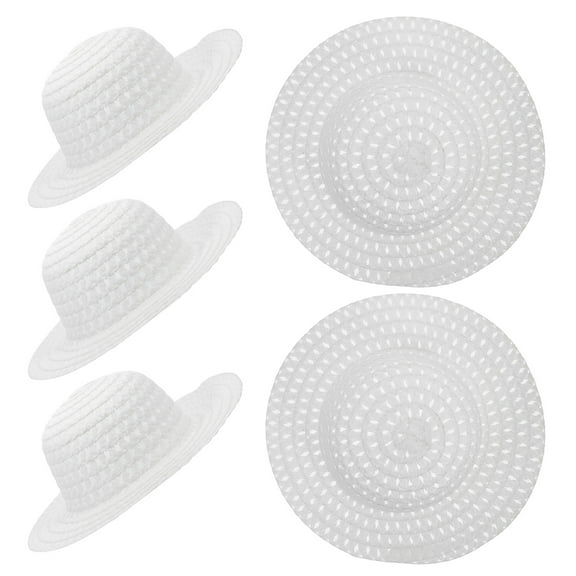 Soimiss 5Pcs Unfinished White Straw Hats for Craft Projects and Creative Making