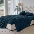 thumbnail image 4 of Elegant Comfort Soft 4-Piece Velvet Plush Flannel Sheet Set - Quality - Cozy Warm, Anti-Static, Non Pilling Fuzzy Velvet Flannel Fleece Deep Pocket Sheet Set - King, Navy, 4 of 5