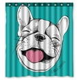 thumbnail image 1 of ABPHQTO Retrato Alegre Bulldog Francés Riendo Cortina de Ducha de Poliéster Impermeable y Ganchos 160x180 cm, 1 of 1