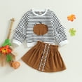 thumbnail image 3 of Okbabeha Toddler Baby Girl Halloween Outfit Cute Pumpkin Sweatshirt High Waist A-Line Skirts Vintage Fall Winter Clothes, 3 of 7