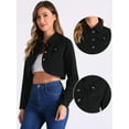 thumbnail image 2 of DARING DIVA Women's Casual Collared Long Sleeve Crop Jean Jackets S Black, 2 of 6