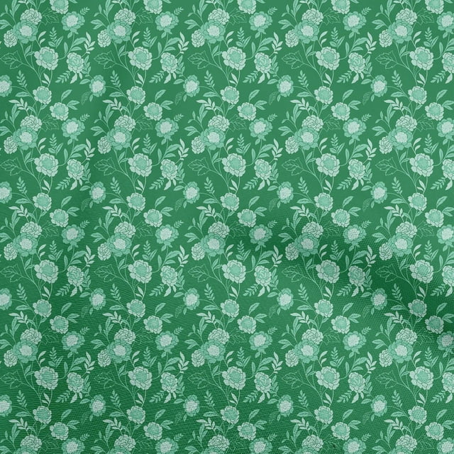 oneOone Polyester Lycra Green Fabric Asian Chinese Floral Craft Projects Decor Fabric Printed By The Yard 56 Inch Wide