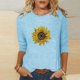 thumbnail image 2 of Camisetas Casuales de las Mujeres de Moda Impresa 3/4 Mangas Blusa Cuello Redondo para el Hogar Y Diario, 2 of 4
