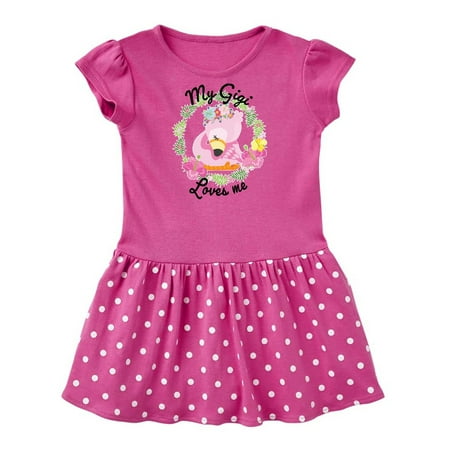 

Inktastic Baby Flamingo My Gigi Loves Me with Flower Wreath Gift Baby Girl Dress