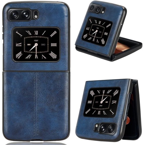 Case for Motorola Razr 2022 Case Cover,Retro PU Leather Ultra Slim Shockproof Case for Motorola Moto Razr 2022 5G XT2251-1 Case Blue