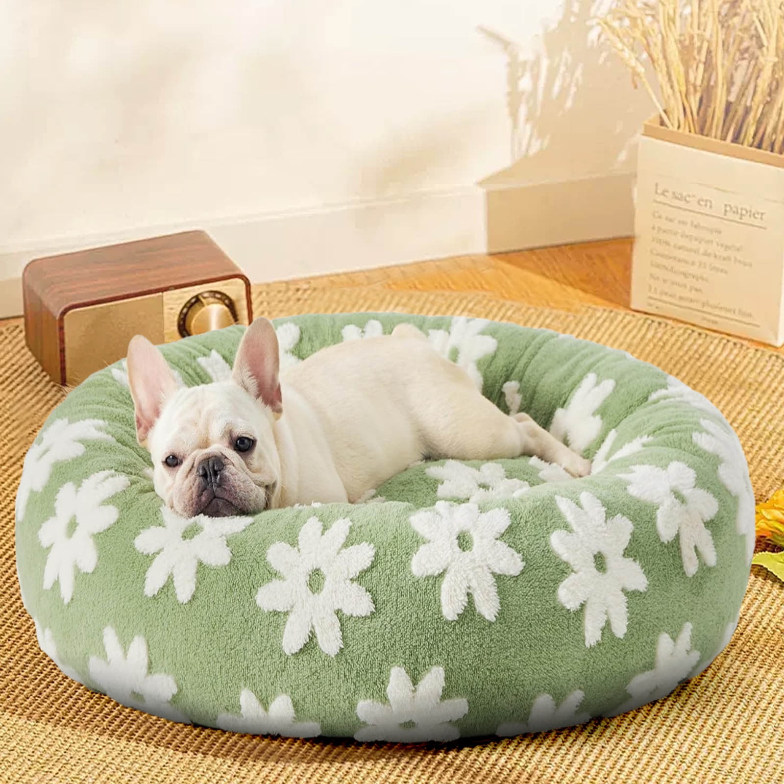 Winter Warm Indoor Round Pet Bed for Medium Dogs Calming Donut Dog Bed for Relief | Elevated Orthopedic Support | Washable Cover | Plush Material | 50x50cm | Ultimate Comfort Rest