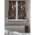 thumbnail image 5 of Watercolor Flowers Tier Curtains 45 Inch Length,Sheer Curtains for Bedroom Living Room Window Farmhouse Floral Vintage Black Rod Pocket Drapes Kitchen Curtains Small Half Window 27.5"x45" 2 Panels, 5 of 6