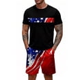 thumbnail image 2 of GrmtClth Usa Flag 2 Piece Outfits for Men Independence Day 4th Of July Tee and Shorts Set Breathable Short Sleeve Outfit Comfy Elastic Drawstring Clothes Vermilion M, 2 of 4