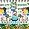 176 Pcs Sonic Party Supplies for Kids Birthday, Sonic Party Decorations Included Plates, Cups, Napkins, Tablecloth, Birthday Banner, Triangle Pull flag, Balloons, Cake Topper