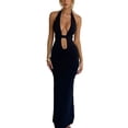 thumbnail image 3 of Spaghetti Strap Sleeveless Cut Out Maxi Dress Backless Slim Fit Split Long Dress Halter Night Party Dress Summer Wear, 3 of 10