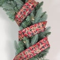 thumbnail image 2 of Northlight Red and Black Plaid Christmas Wired Craft Ribbon with Gold Poinsettias 2.5" x 16 Yards, 2 of 3