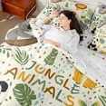 thumbnail image 4 of Manfei Panda Elephant Bed in a Bag Queen Size,Jungle Animal Bed Set,Palm Leaves Bedding Queen Size For Boys,Super Cozy Room Decoration Reversible,7 Pieces, 4 of 7