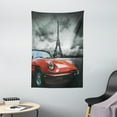 thumbnail image 1 of Red and Black Tapestry, European Honeymoon Romantic City Paris Eiffel Tower Italian Car, Wall Hanging for Bedroom Living Room Dorm Decor, 40W X 60L Inches, Charcoal Grey and White, by Ambesonne, 1 of 2
