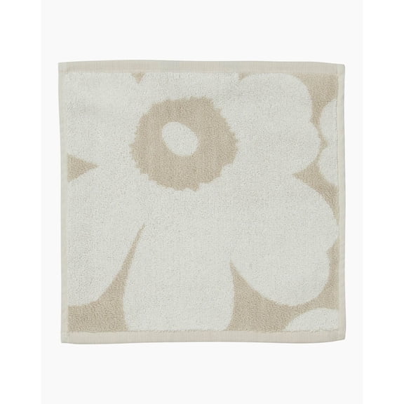 Marimekko Unikko Towel - Beige, White - Unikko Face Towel Beige, White 12" x 12"