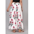thumbnail image 4 of Women White & Red Floral Cotton Maxi Skirt | Boho Flow | Elastic Waist | Summer Wear - L, 4 of 6
