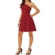 thumbnail image 4 of INSPIRE CHIC Vestido de Mujer con Lazo de Un Hombro Sin Mangas A-Line con Falda Acampanada y Bolsillos Rojo 3XL, 4 of 6