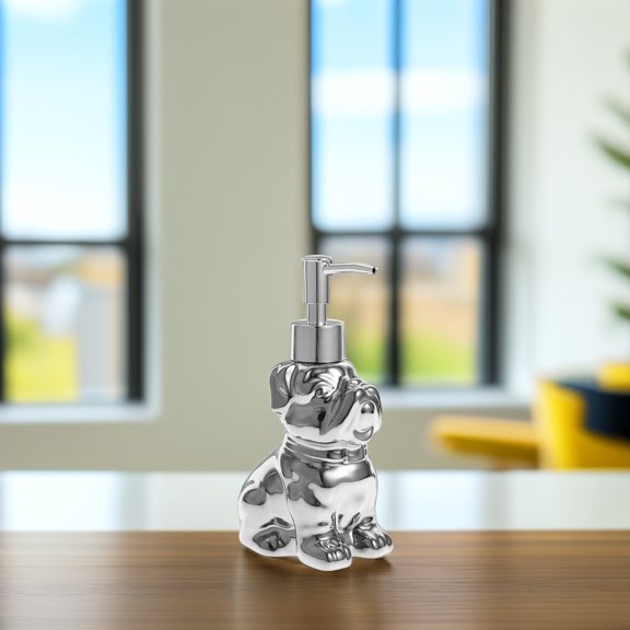 DEEPCRAFF Lotion Dispenser Bottle Silver Dog Shape Liquid Storage 1Pcs 7.3X3.9X2.6In