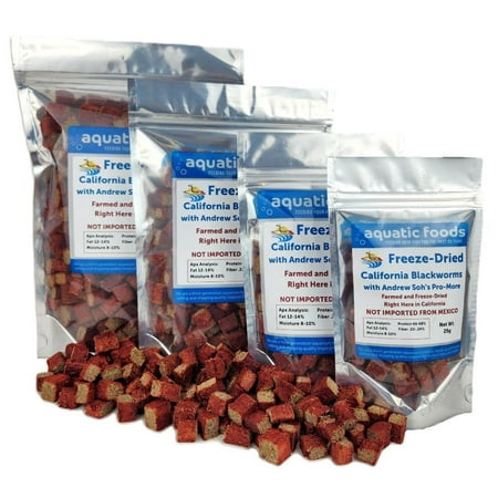 Aquatic Foods Inc. Freeze Dried California Blackworms with Andrew Soh's Pro-More for Discus, Cichlids, All Tropical Fish. Farmed and Freeze Dried in California USA!…25 Grams
