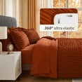 thumbnail image 6 of DHOLE Queen Comforter Set 7 Pieces – Seersucker Textured Waffle Weave Bed in a Bag, All-Season Lightweight Microfiber Bedding Sets with Sheets & Pillow Shams, Farmhouse Vintage Decor – Orange, 6 of 12