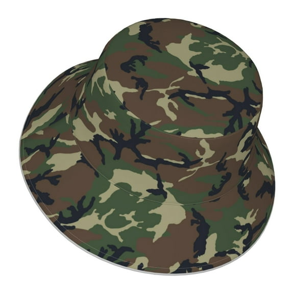 Camouflage Pattern Bucket Hat Stripe Beach Fisherman Hats For Women Men Reversible Double-Side-Wear With Reflective