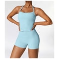 thumbnail image 4 of PISONIC Women 2 Pieces Workout Sets Tank Tops and High Waist Booty Lifting Shorts Gym Sets, 4 of 6