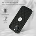 thumbnail image 2 of Unique Logo View Design Luxury PU Leather Lozenge Pattern Phone Case for iPhone 13 Pro Anti-Slip Scratch Resistant Ultra Slim Shockproof Anti-fall Protective Phone Case Cover,Black, 2 of 7